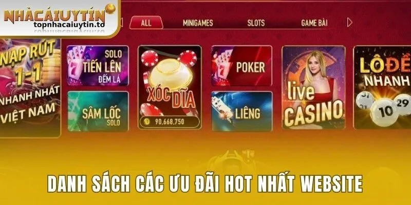 Danh sách các ưu đãi hot nhất website 
