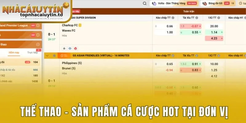 Thể thao - sản phẩm cá cược hot tại đơn vị
