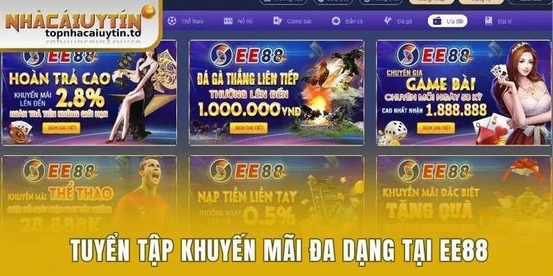 Tuyển tập khuyến mãi đa dạng tại EE88 